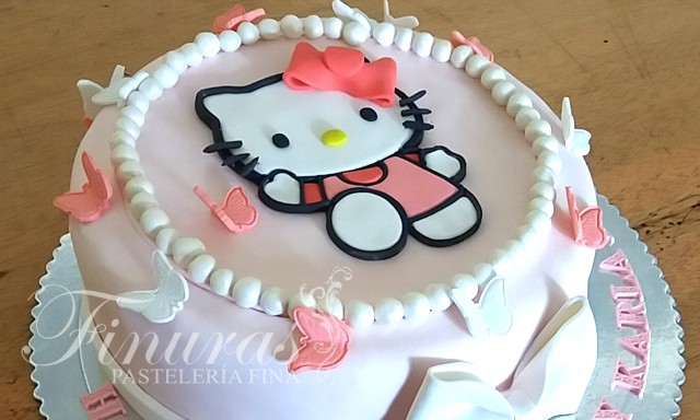 Tortas Cusco Torta de Hello Kitty con Mariposas para Cumpleaños